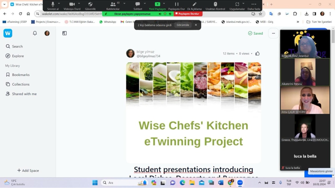 Wise Chefs' Kitchen eTwinning Projemizin öğrenci webinarını gerçekleştirdik.